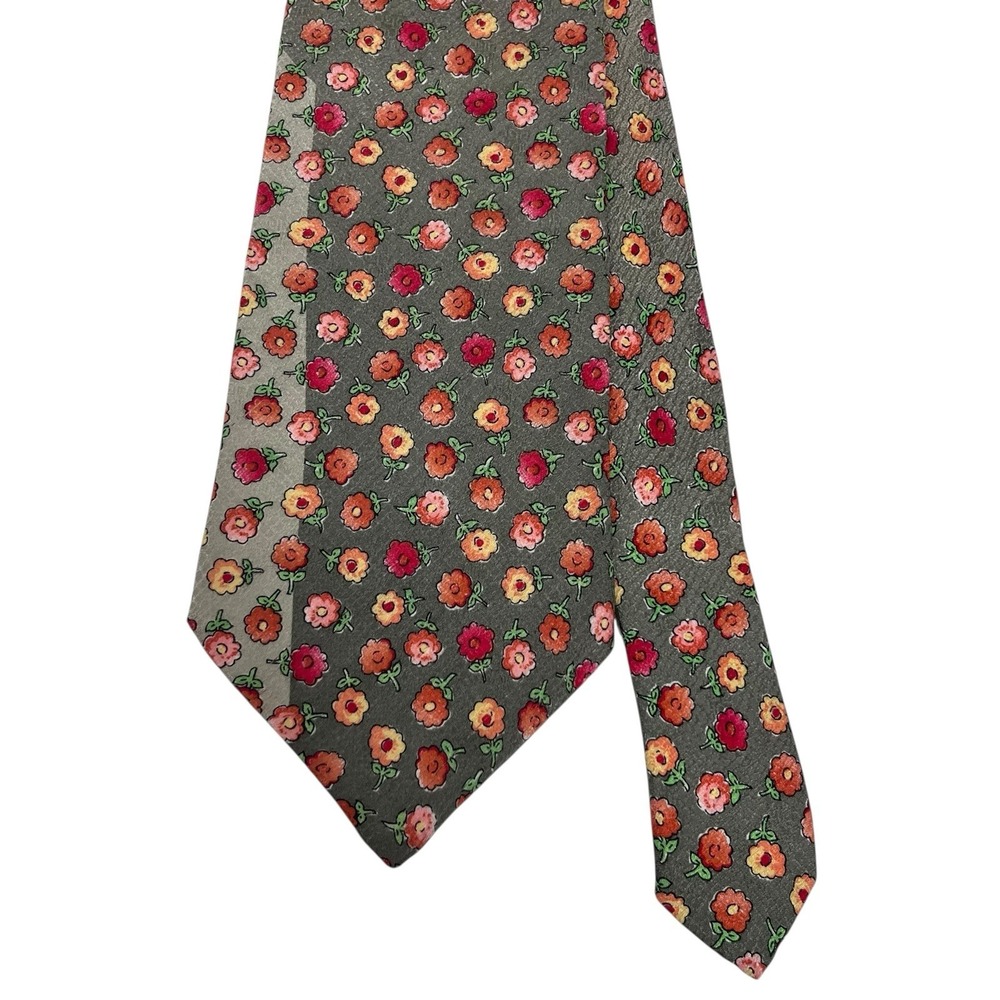 Vitaliano Pancaldi Men's Tie Green Multicolor Floral Flowers Silk 4" (W) 59" (L)